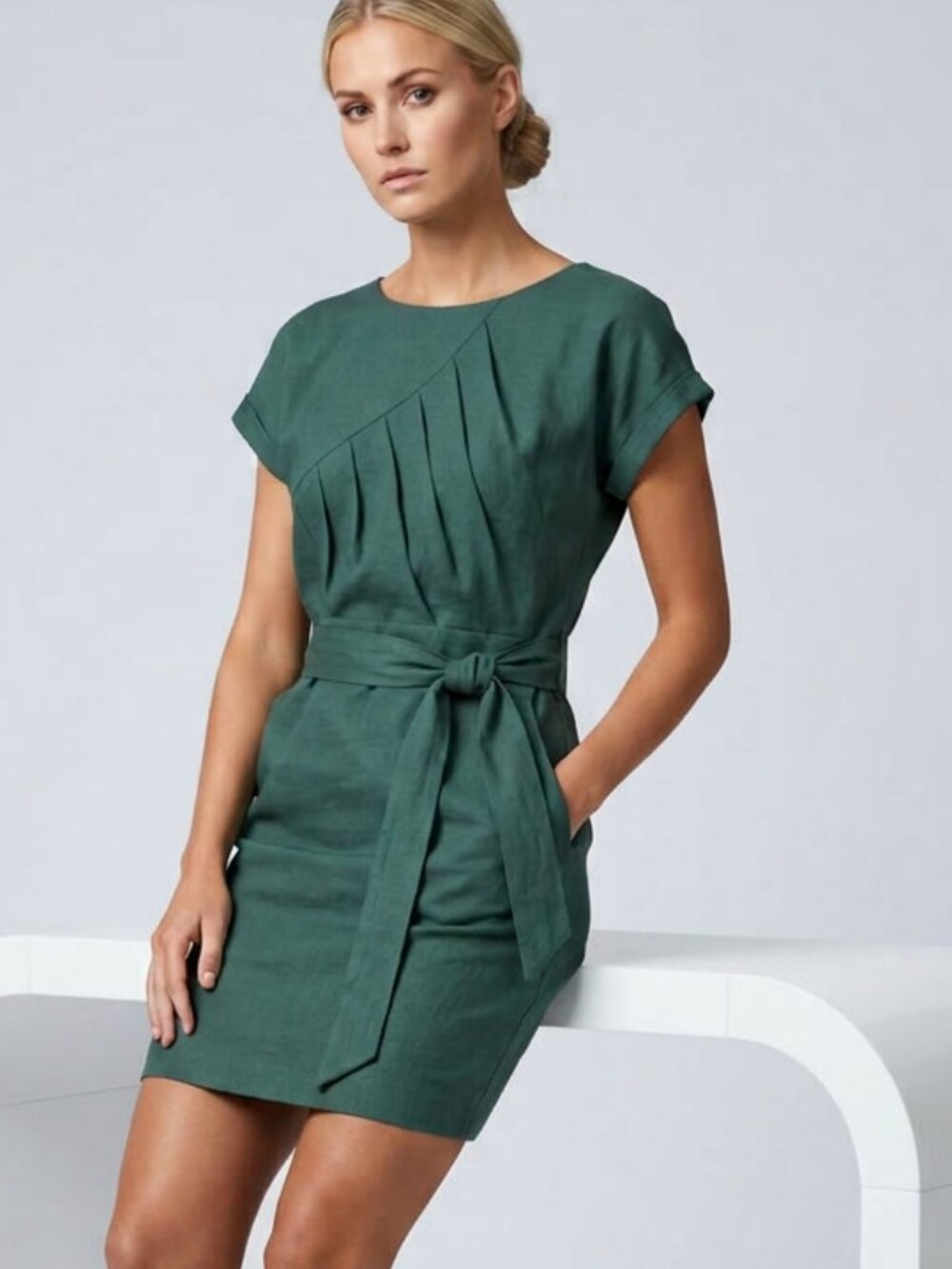 Valérie Dumaine Minimalist Tailored Green Dress Size XS